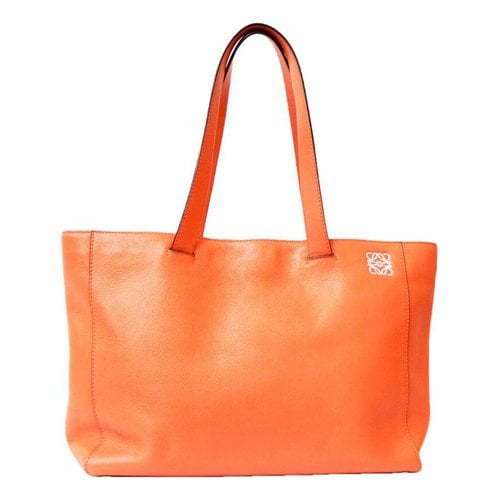 Pre-owned Loewe T Shopper Leather Handbag In Orange