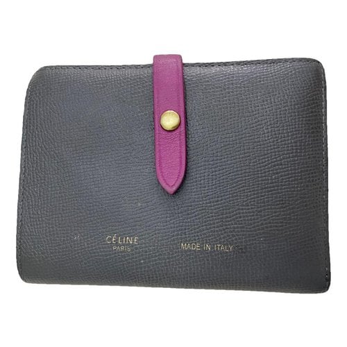 Pre-owned Celine Leather Wallet In Grey