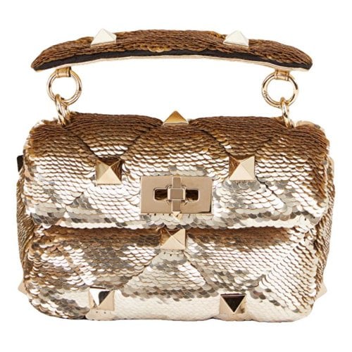Pre-owned Valentino Garavani Rockstud Spike Leather Handbag In Gold