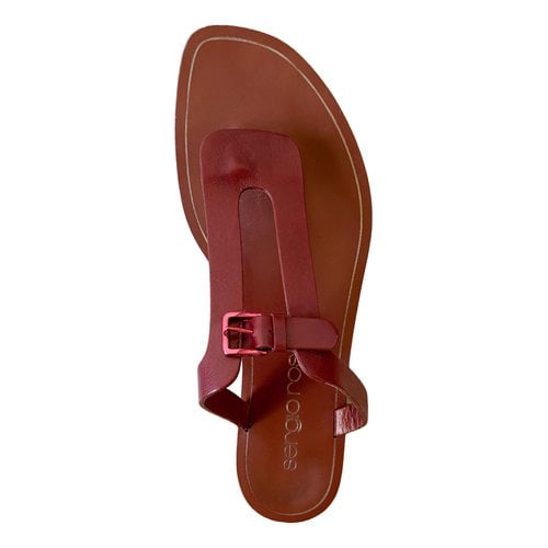 Pre-owned Sergio Rossi Leather Sandals In Burgundy