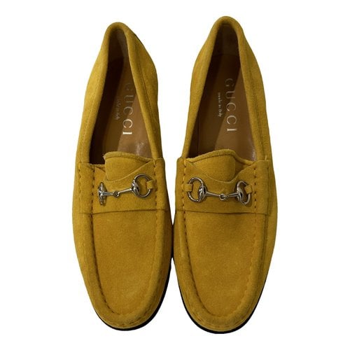 Pre-owned Gucci Flats In Yellow