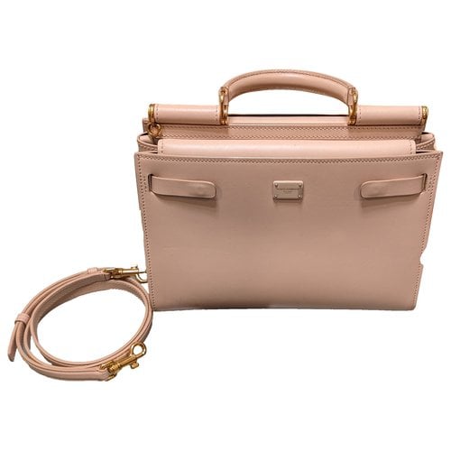Pre-owned Dolce & Gabbana Sicily 62 Leather Handbag In Pink