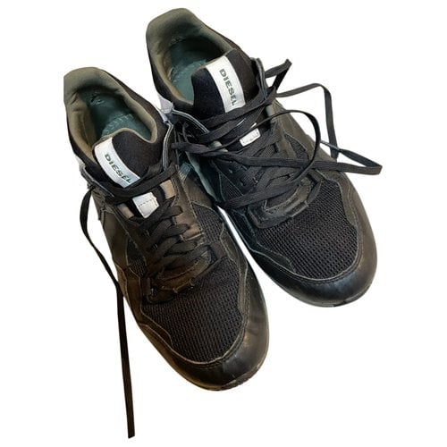 Pre-owned Diesel Leather Trainers In Black