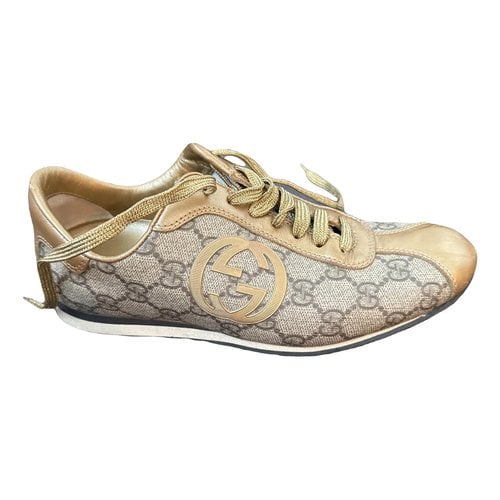 Pre-owned Gucci Cloth Trainers In Gold
