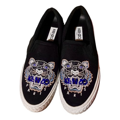 Pre-owned Kenzo Tiger Cloth Low Trainers In Black