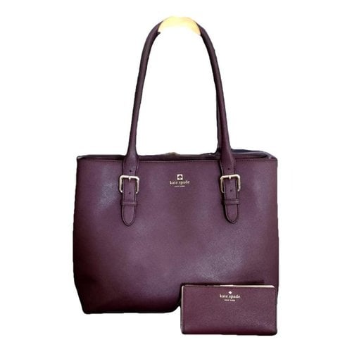Pre-owned Kate Spade Leather Tote In Burgundy