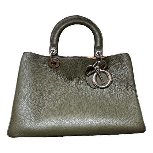 Pre-owned Dior Issimo Leather Tote In Green