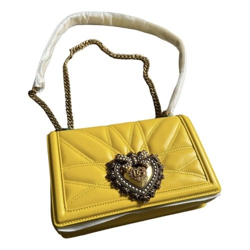Pre-owned Dolce & Gabbana Devotion Leather Crossbody Bag In Yellow