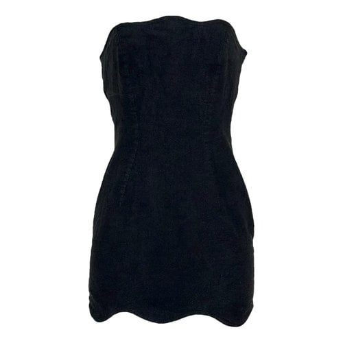 Pre-owned Natalie Rolt Linen Mini Dress In Black