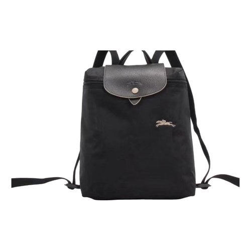 Pre-owned Longchamp Vinyl Backpack In Black