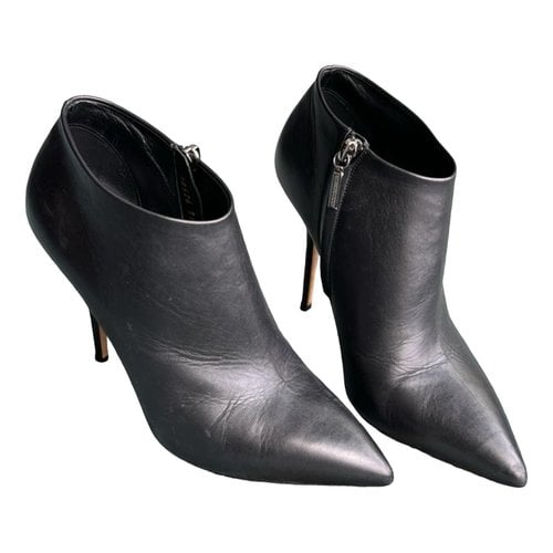 Pre-owned Dolce & Gabbana Leather Ankle Boots In Black