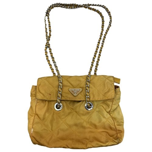 Pre-owned Prada Cloth Crossbody Bag In Yellow