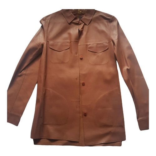 Pre-owned Loro Piana Leather Coat In Orange