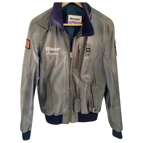 Pre-owned Blauer Leather Jacket In Blue