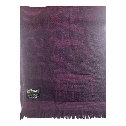 Pre-owned Versace Wool Scarf In Purple