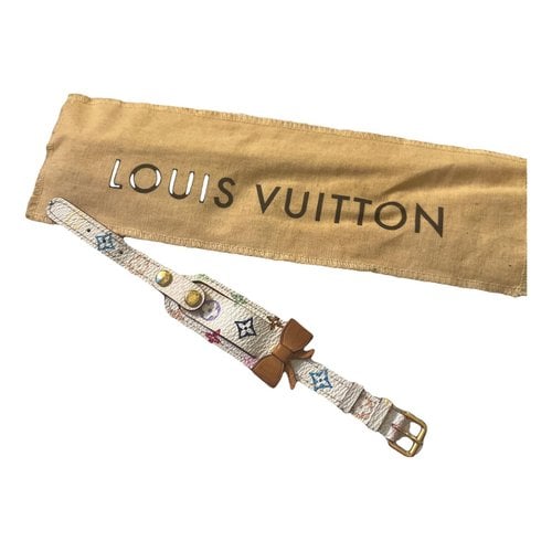 Pre-owned Louis Vuitton Monogram Leather Bracelet In White
