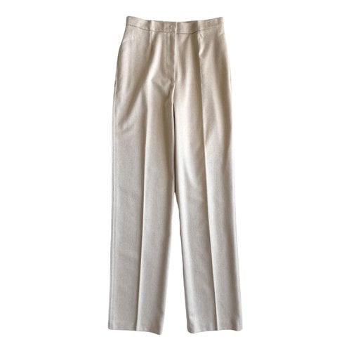 Pre-owned Max Mara Cashmere Straight Pants In Beige