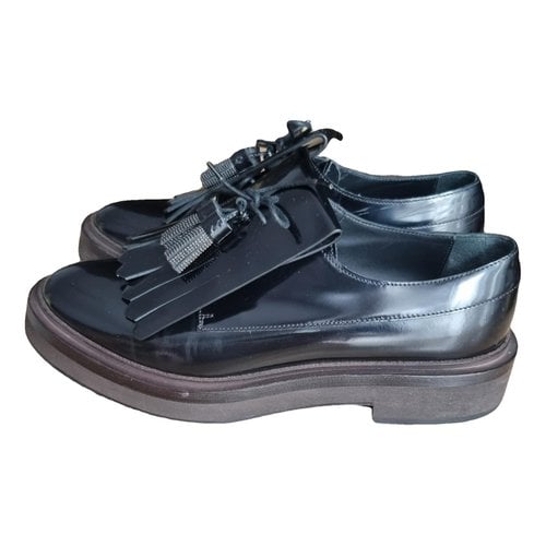 Pre-owned Brunello Cucinelli Patent Leather Flats In Black