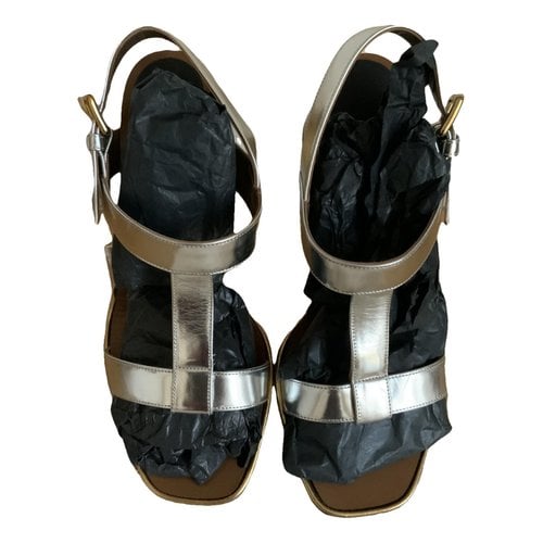 Pre-owned Marni Leather Sandal In Silver