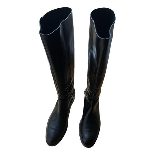 Pre-owned Fratelli Rossetti Leather Riding Boots In Black