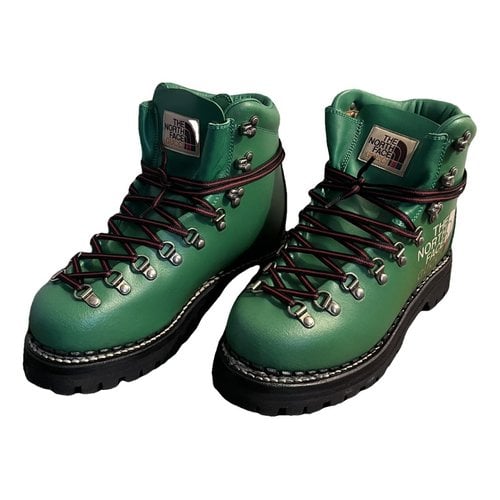 Pre-owned The North Face X Gucci Leather Boots In Green