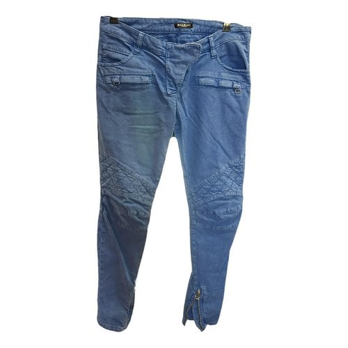 Pre-owned Balmain Straight Pants In Blue