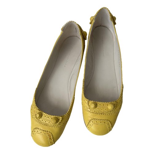 Pre-owned Balenciaga Leather Ballet Flats In Yellow