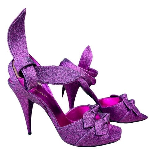 Pre-owned Saint Laurent Glitter Sandals In Purple