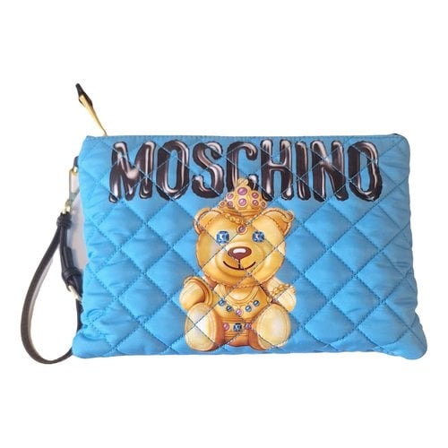 Pre-owned Moschino Cloth Clutch Bag In Blue