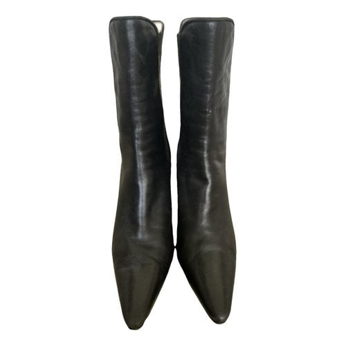 Pre-owned Manolo Blahnik Leather Boots In Black