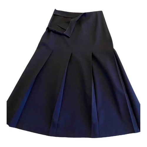 Pre-owned Massimo Dutti Wool Mid-length Skirt In Blue