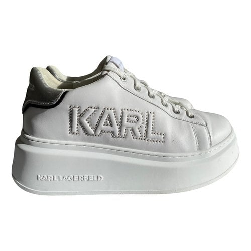 Pre-owned Karl Lagerfeld Leather Trainers In White