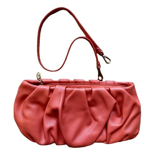 Pre-owned Staud Leather Clutch Bag In Red