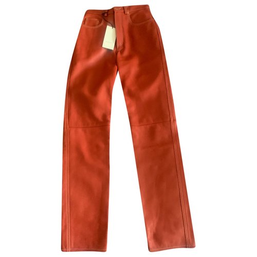Pre-owned Gucci Leather Straight Pants In Other