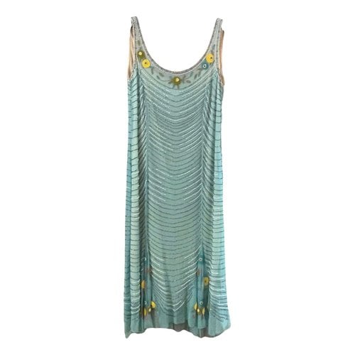 Pre-owned Blumarine Silk Dress In Turquoise