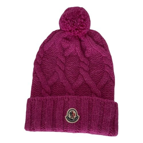Pre-owned Moncler Wool Beanie In Pink