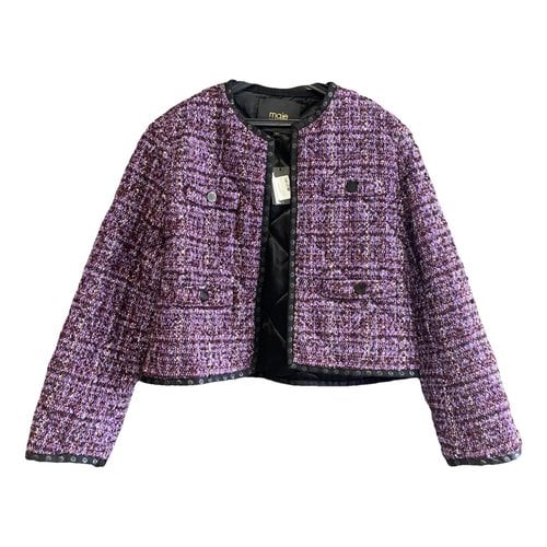 Pre-owned Maje Tweed Blazer In Purple