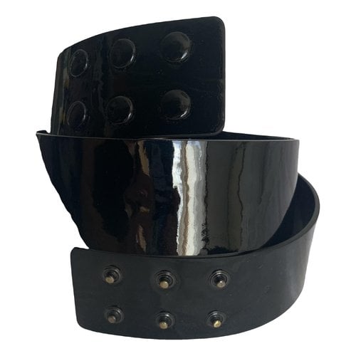 Pre-owned Paule Ka Patent Leather Belt In Black