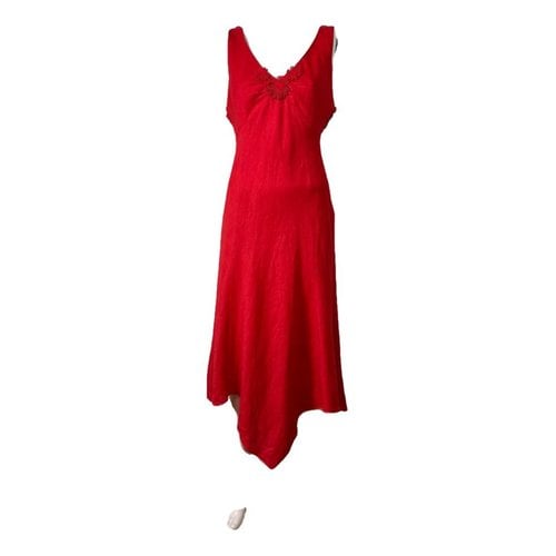 Pre-owned Derhy Linen Mid-length Dress In Red
