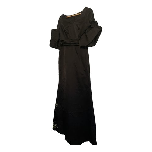 Pre-owned Paule Ka Silk Maxi Dress In Black