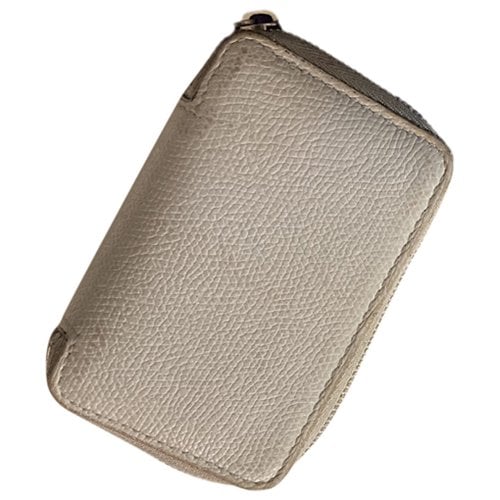 Pre-owned Valextra Leather Card Wallet In Grey