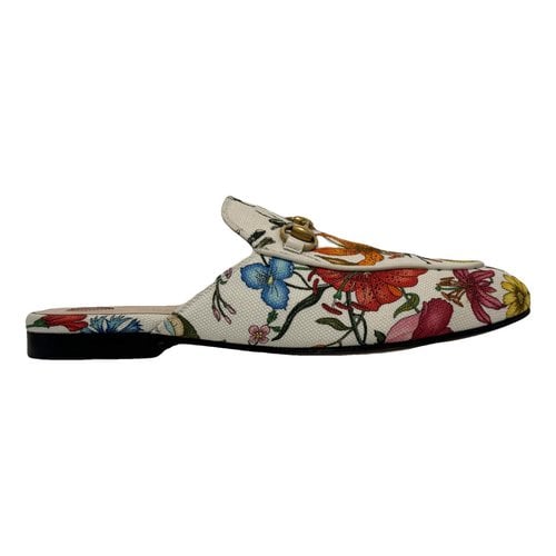 Pre-owned Gucci Cloth Mules & Clogs In White