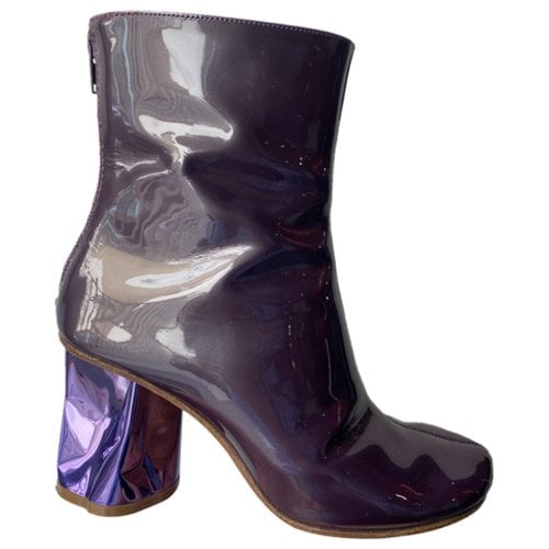 Pre-owned Maison Margiela Leather Ankle Boots In Purple