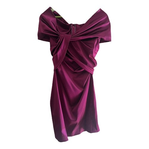 Pre-owned Talbot Runhof Silk Dress In Purple