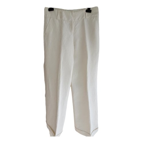 Pre-owned Burberry Linen Trousers In White