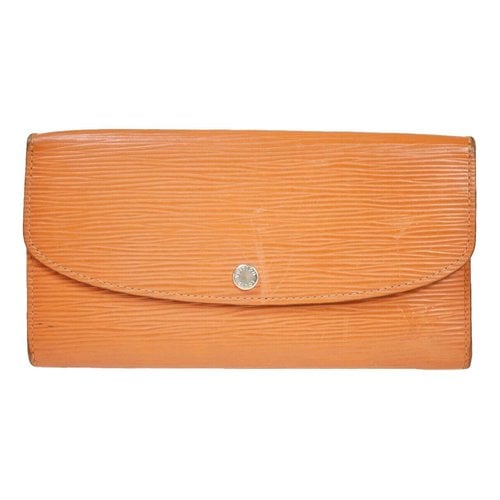 Pre-owned Louis Vuitton Emilie Leather Wallet In Orange