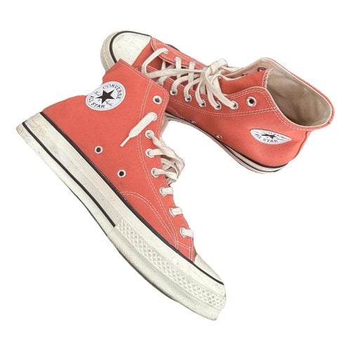 Pre-owned Converse Cloth High Trainers In Orange