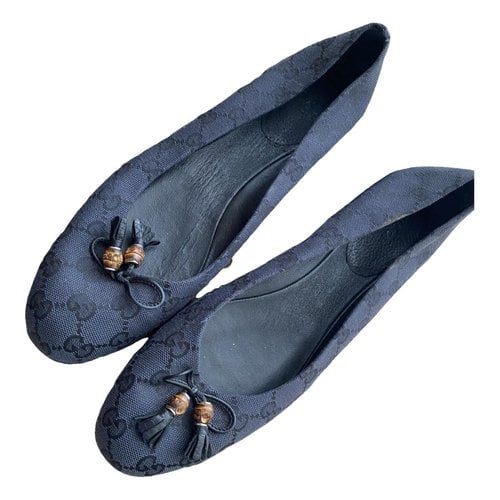 Pre-owned Gucci Cloth Ballet Flats In Black