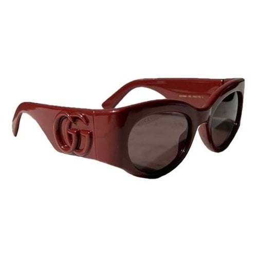 Pre-owned Gucci Oversized Sunglasses In Burgundy