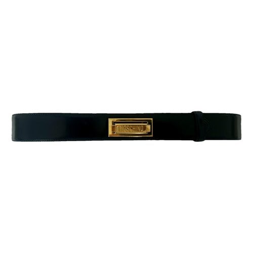Pre-owned Moschino Leather Belt In Navy